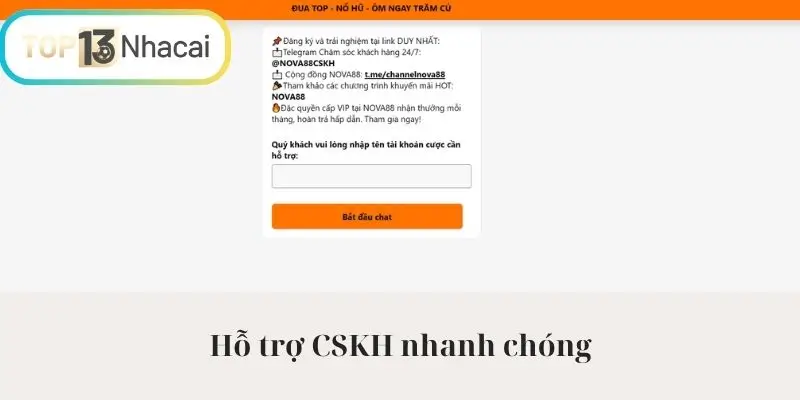 Hỗ trợ CSKH nhanh chóng